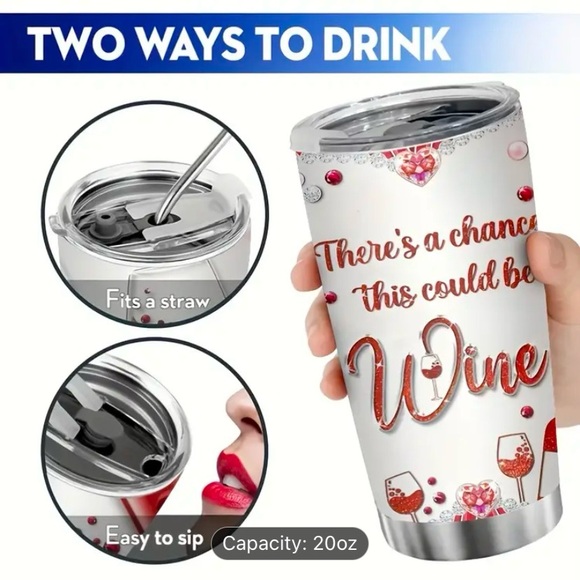 Wine-Themed Tumbler with Rhinestones - Picture 3 of 4